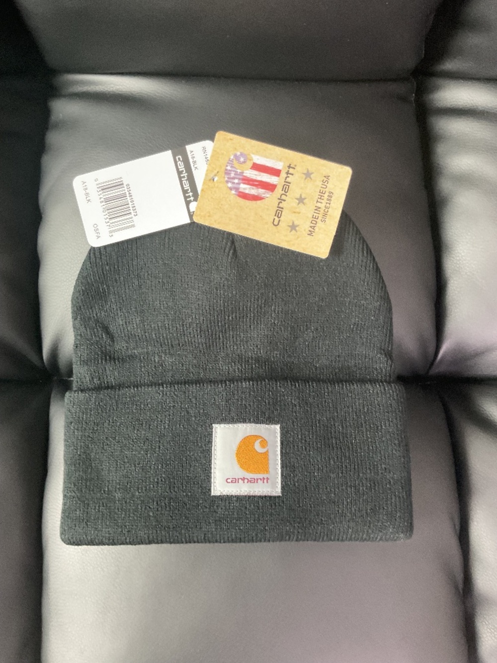 Carhartt A18 Knit Cuffed Beanie Black Hat Winter Watch Cap OSFA NWT